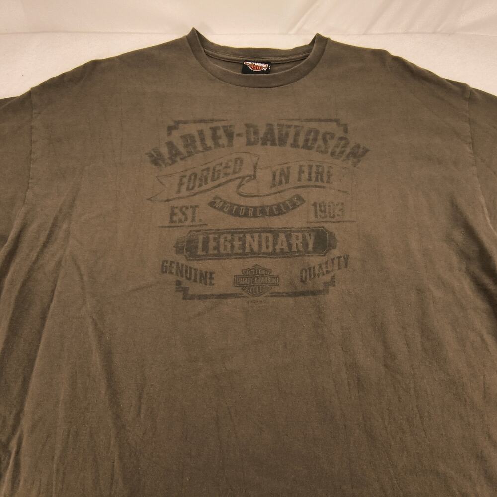 Harley Davidson Casual Short Sleeve Graphic Shirt Mens Size 2XL Olive Green